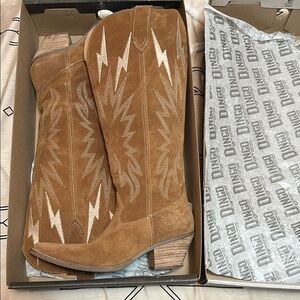 Camel Suede Cowboy Boots